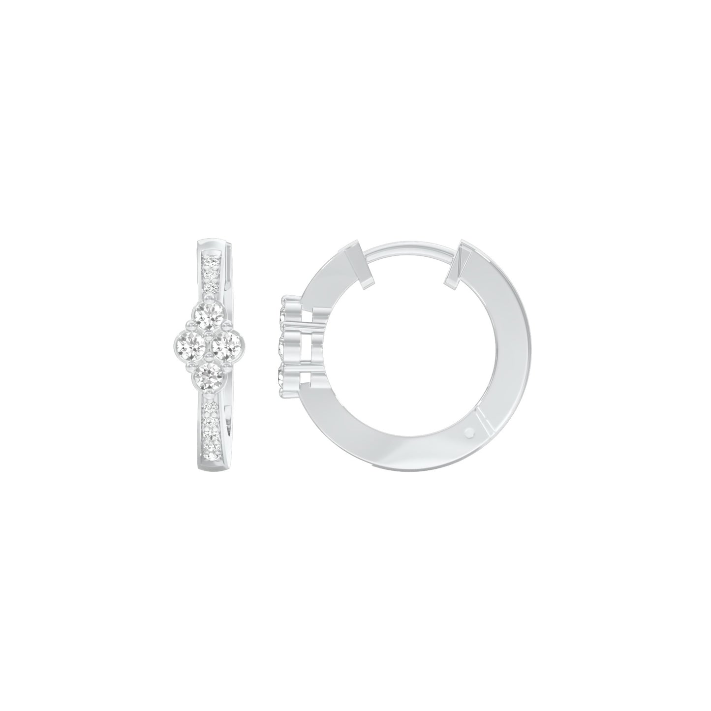 Light Tile Diamond Bali Earrings 18 KT / White Gold