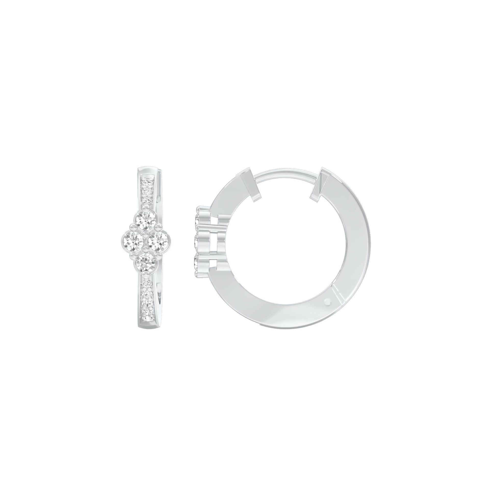 Light Tile Diamond Bali Earrings 18 KT / White Gold
