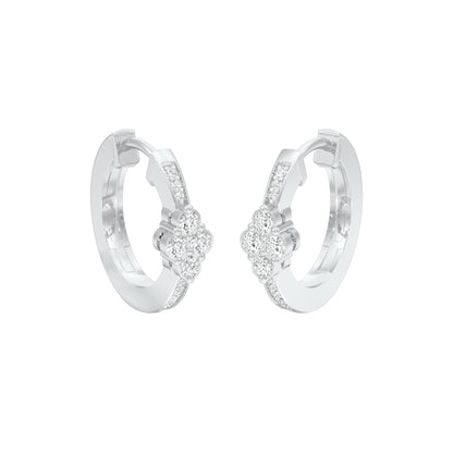 Light Tile Diamond Bali Earrings 18 KT / White Gold
