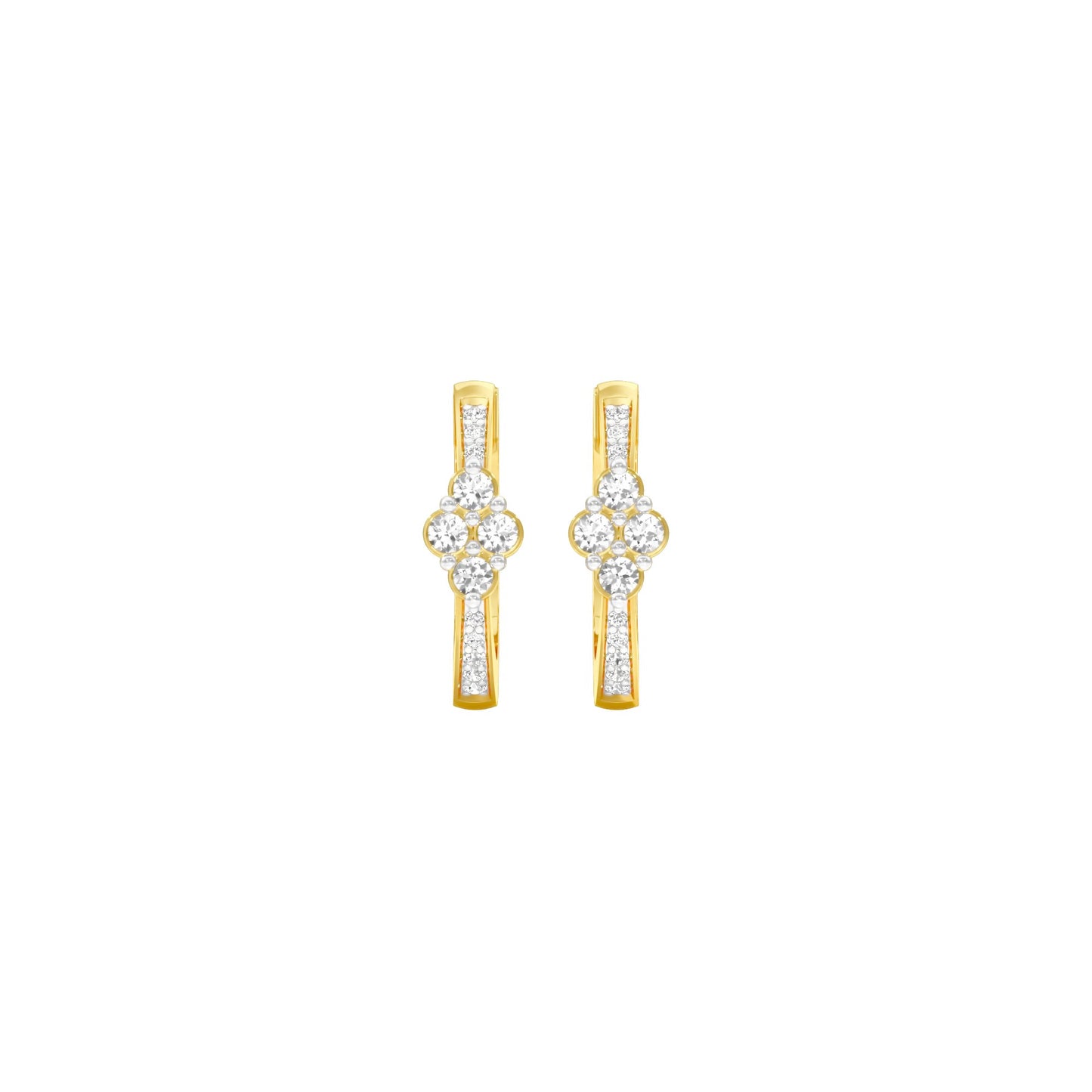 Light Tile Diamond Bali Earrings 18 KT / Yellow Gold
