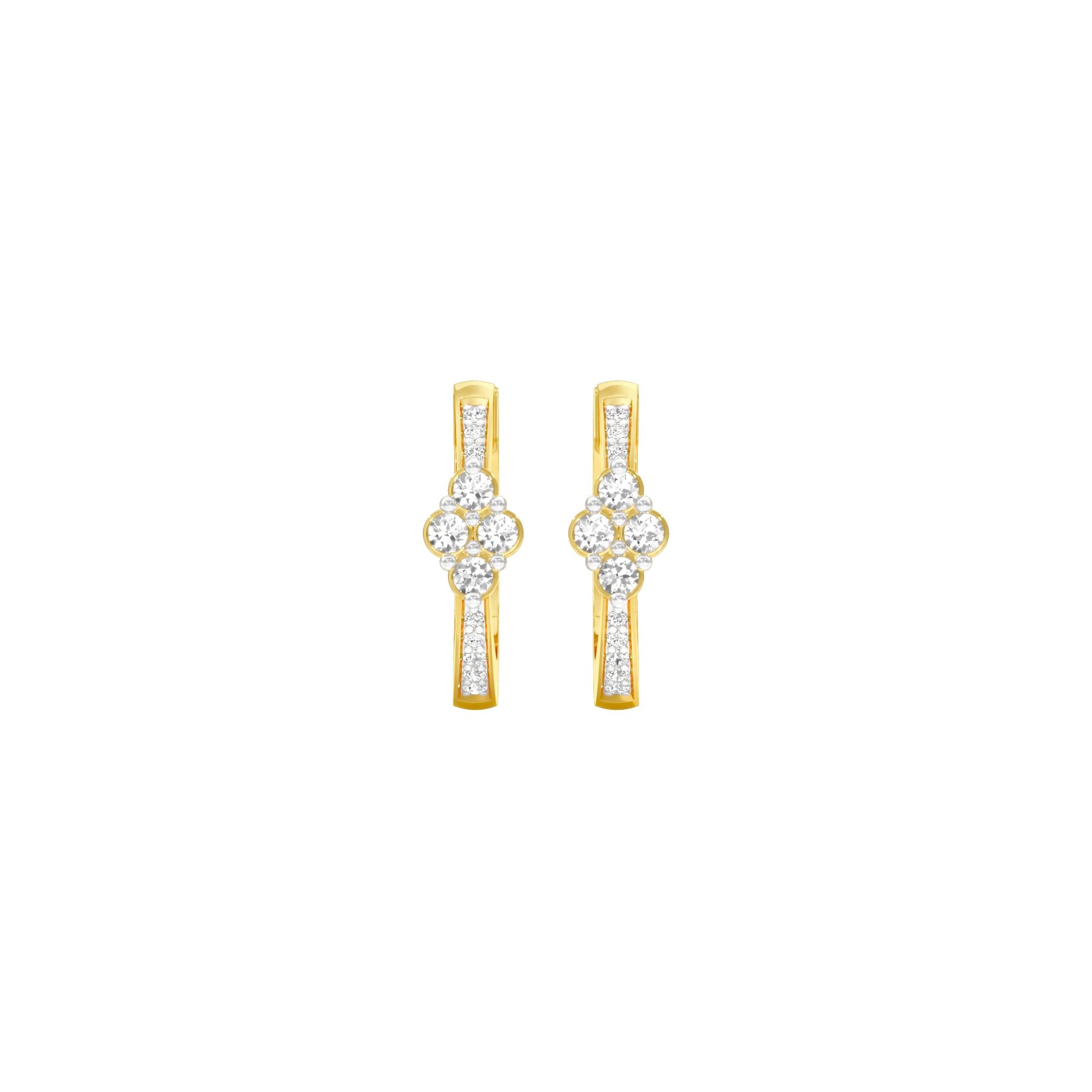 Light Tile Diamond Bali Earrings 18 KT / Yellow Gold