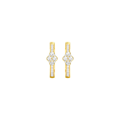 Light Tile Diamond Bali Earrings 18 KT / Yellow Gold