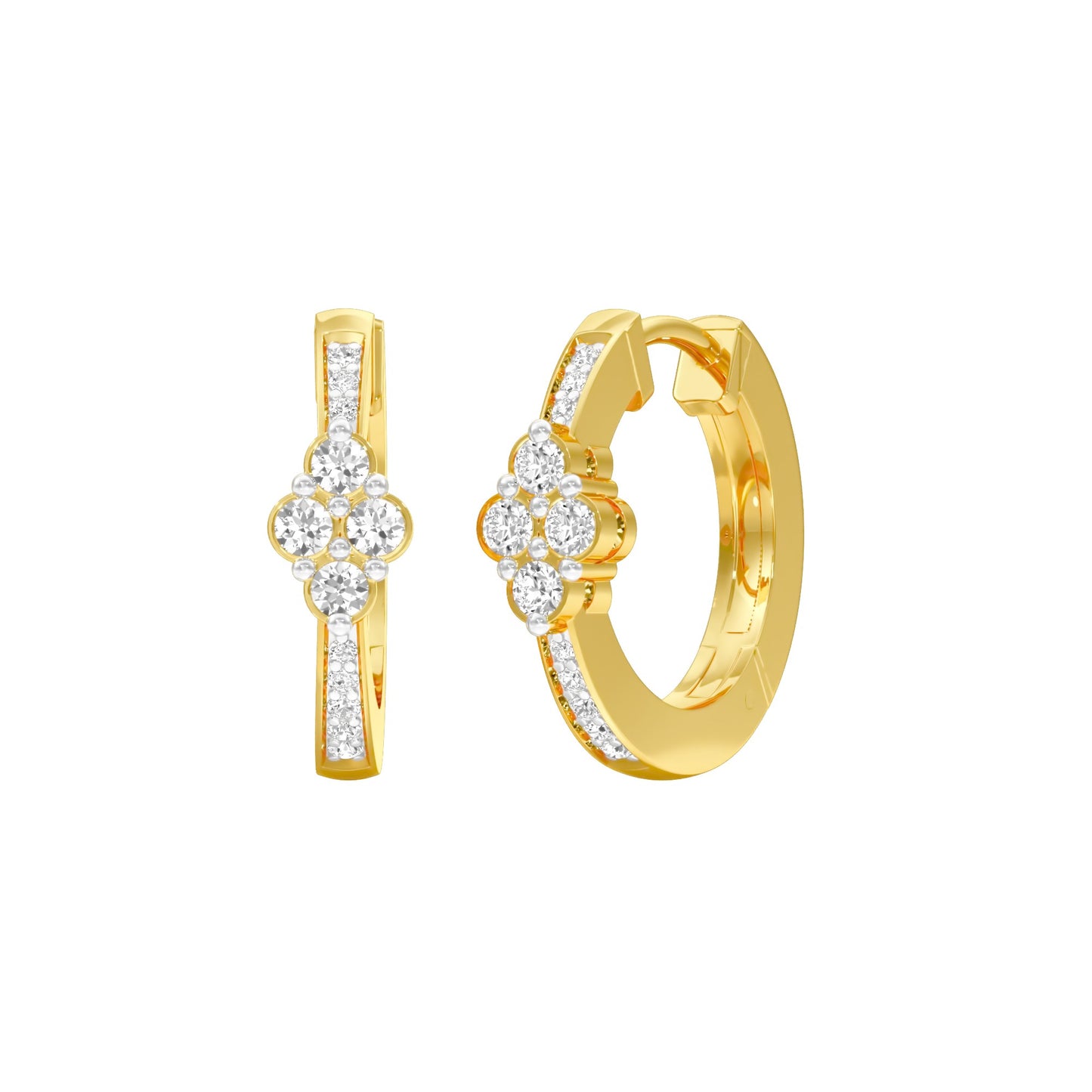 Light Tile Diamond Bali Earrings 18 KT / Yellow Gold