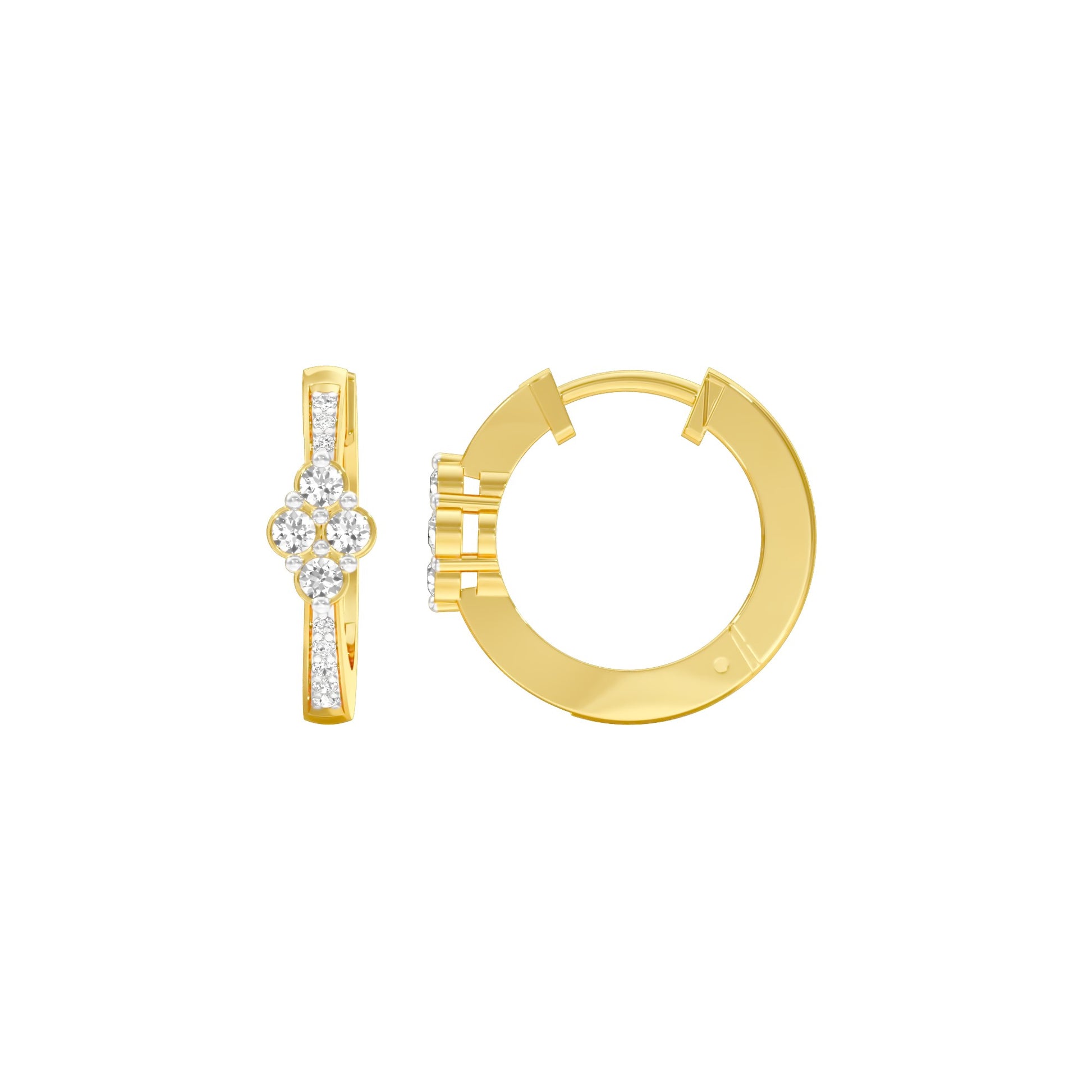 Light Tile Diamond Bali Earrings 18 KT / Yellow Gold