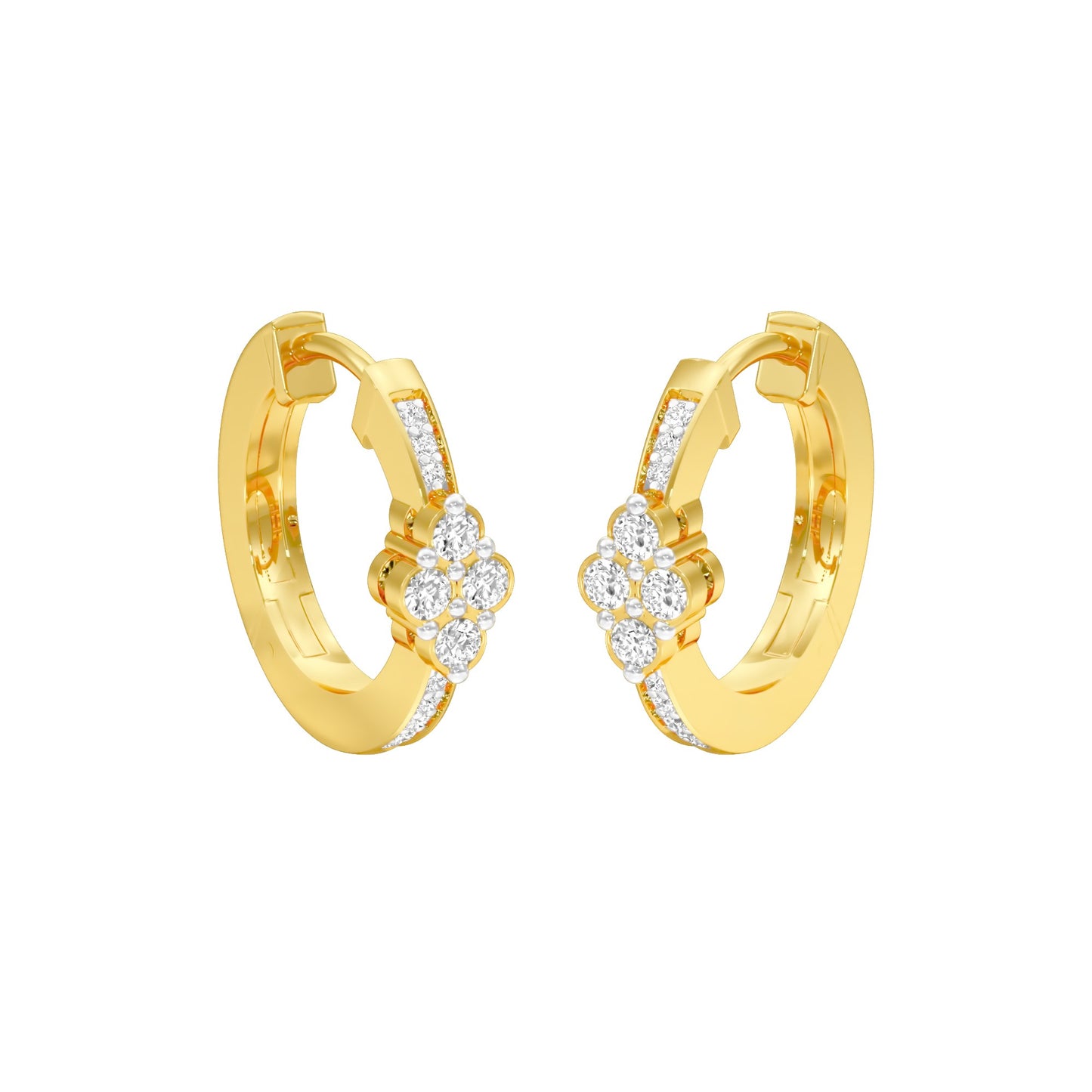 Light Tile Diamond Bali Earrings 18 KT / Yellow Gold