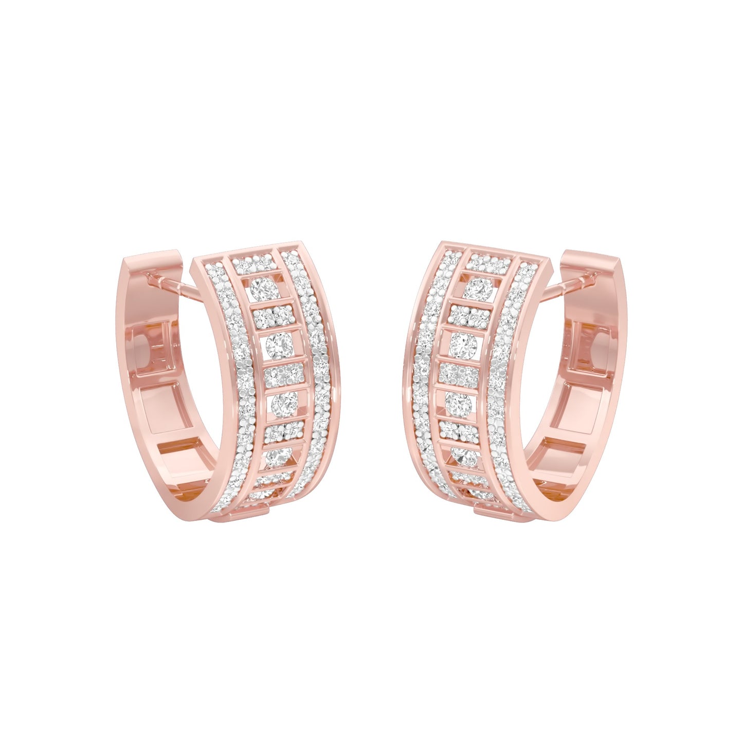 Orbit Roll Diamond Stud Earrings 18 KT / Rose Gold