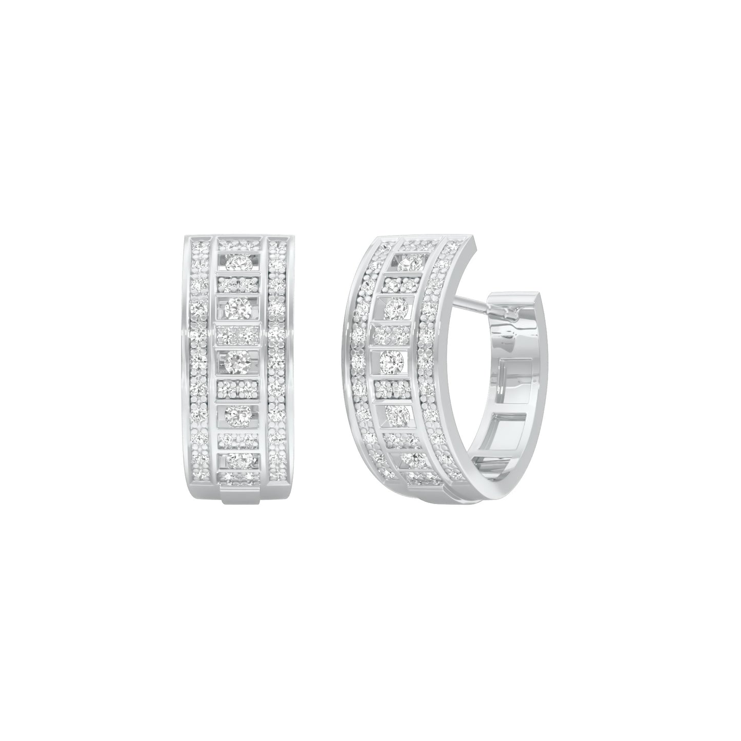 Orbit Roll Diamond Stud Earrings 18 KT / White Gold