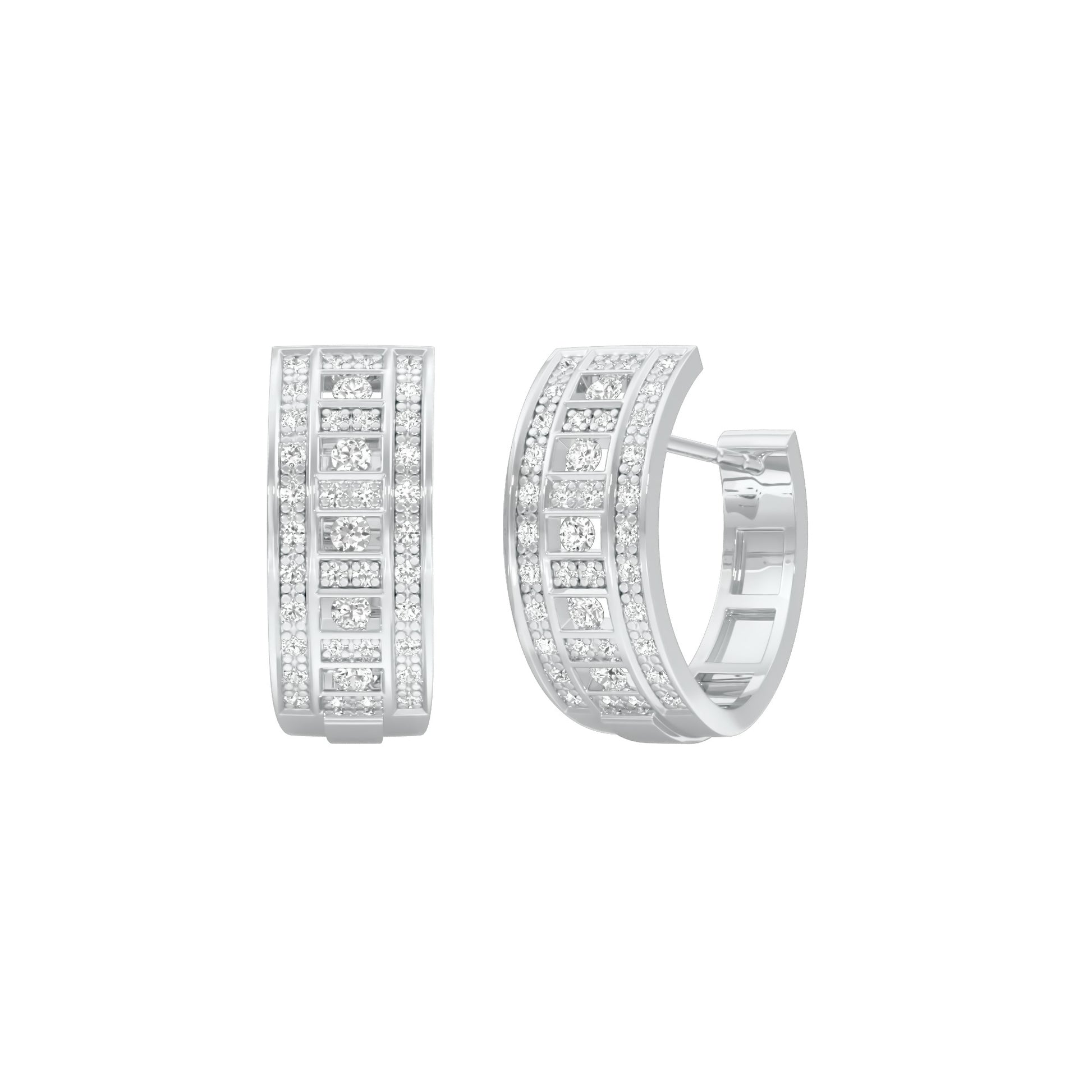 Orbit Roll Diamond Stud Earrings 18 KT / White Gold
