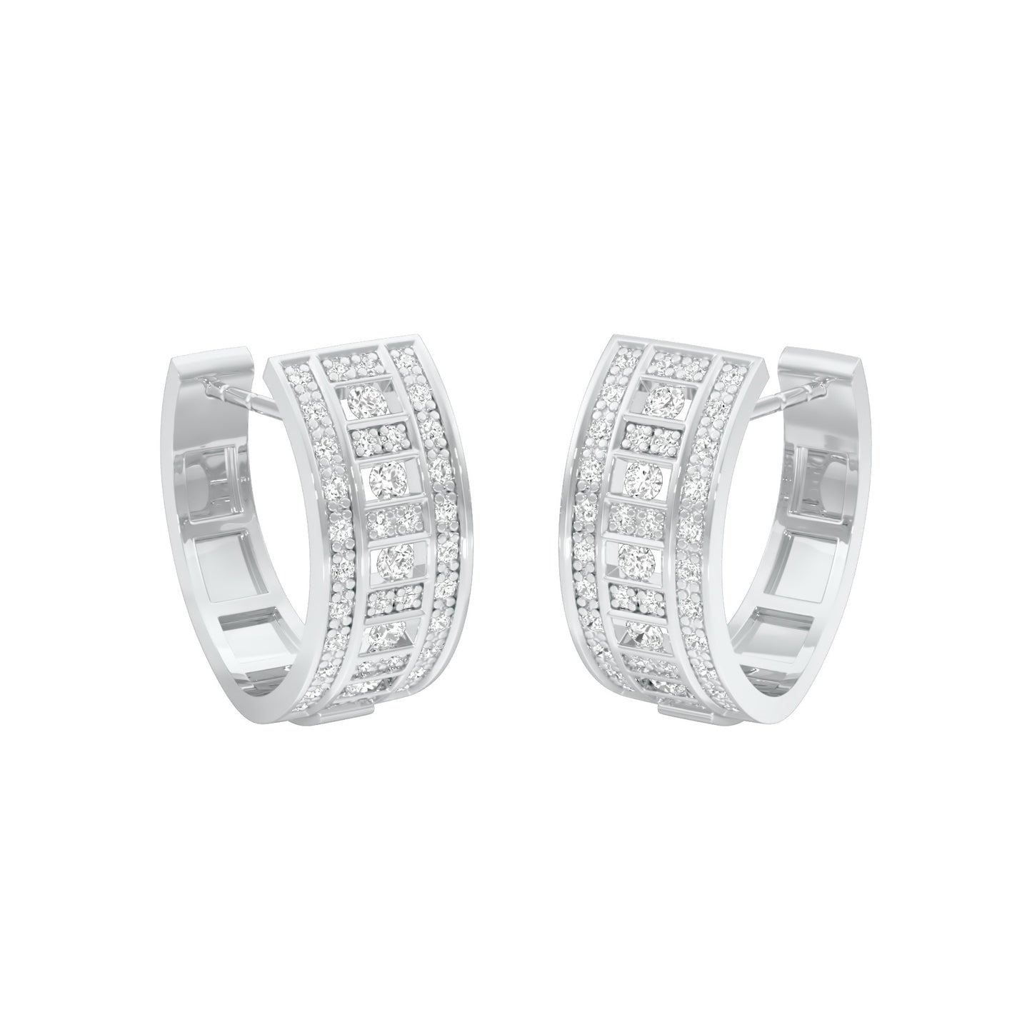 Orbit Roll Diamond Stud Earrings 18 KT / White Gold