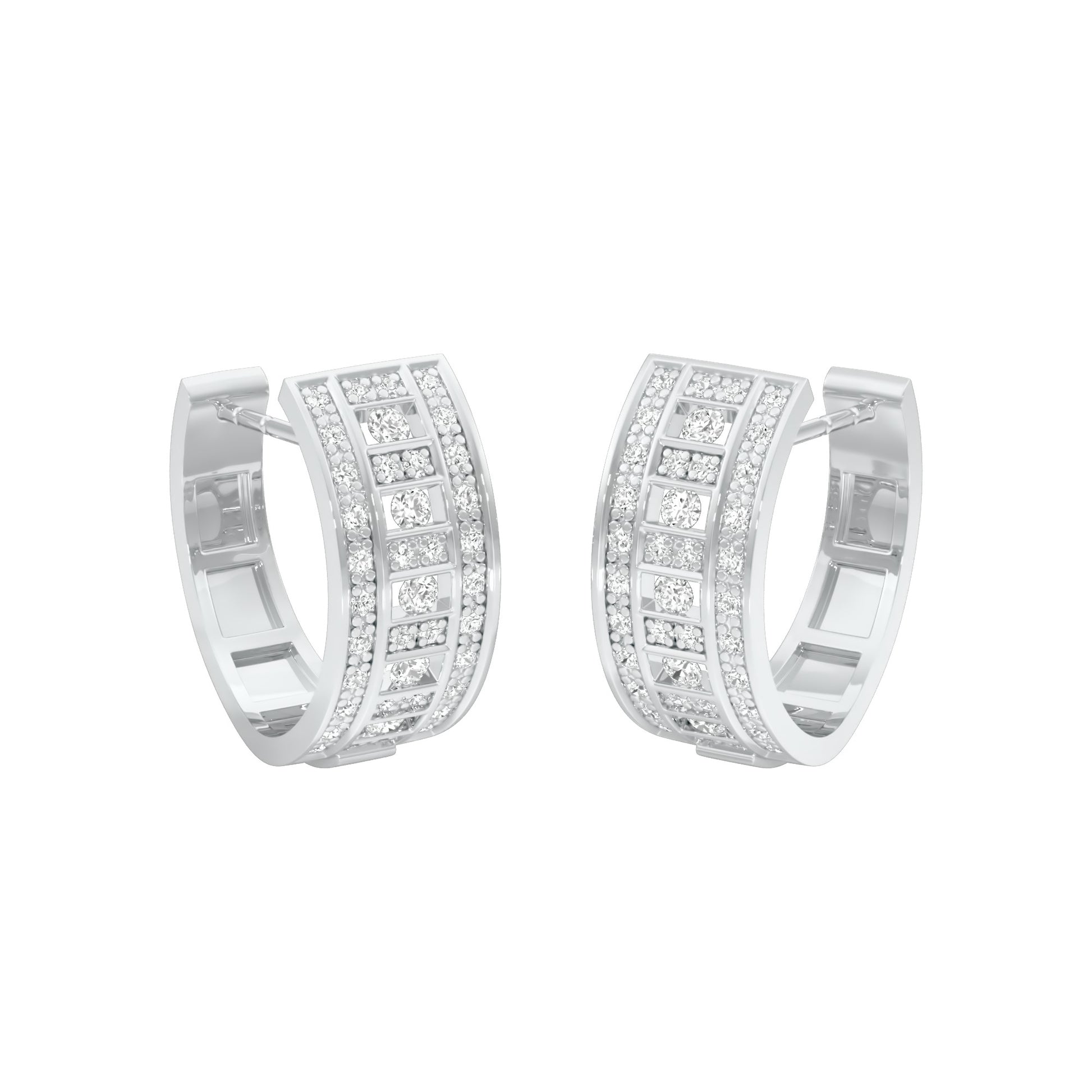 Orbit Roll Diamond Stud Earrings 18 KT / White Gold