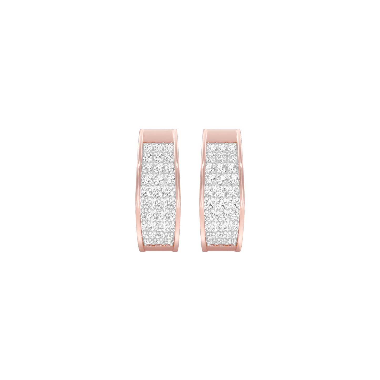 Shine Grid Diamond Bali Earrings 18 KT / Rose Gold