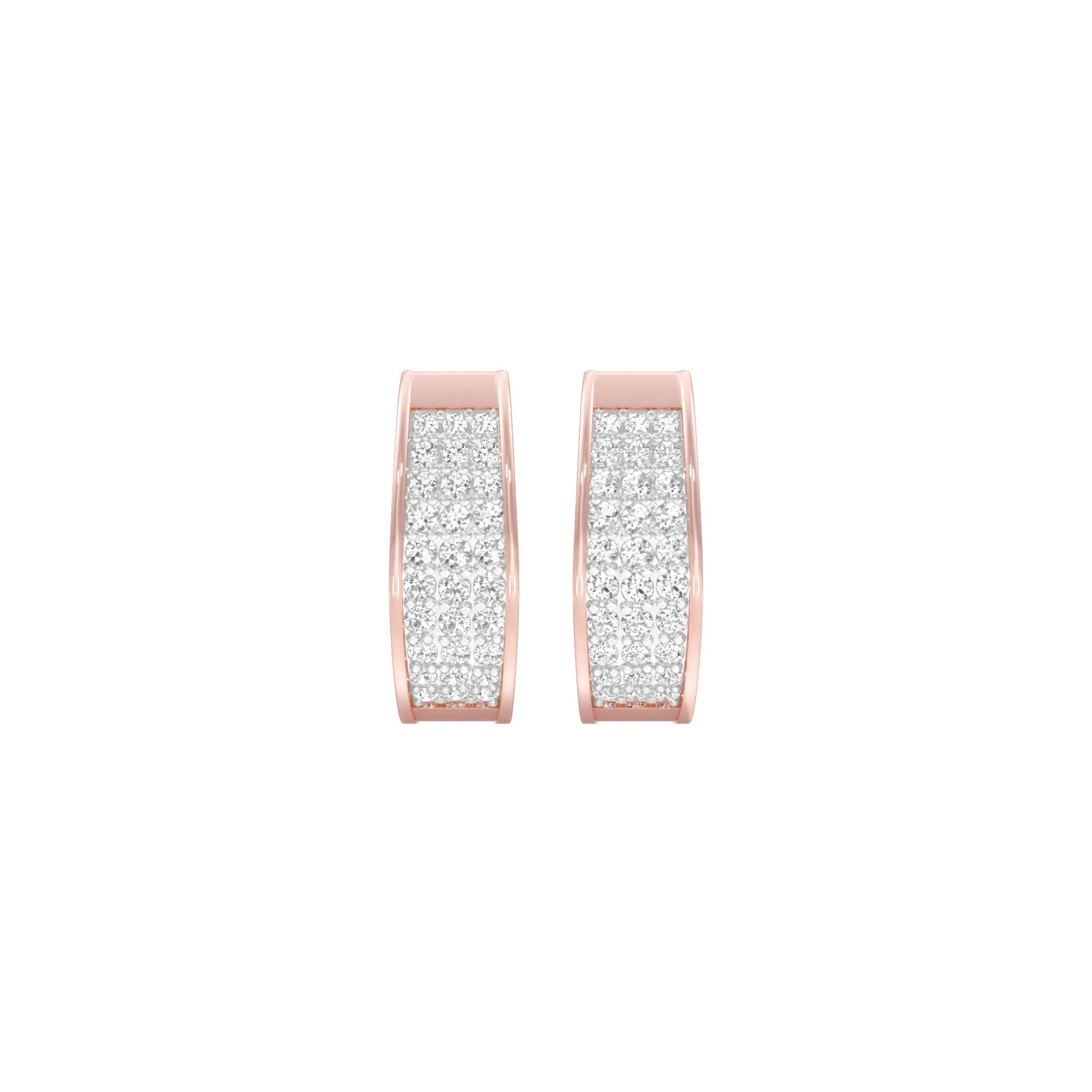 Shine Grid Diamond Bali Earrings 18 KT / Rose Gold