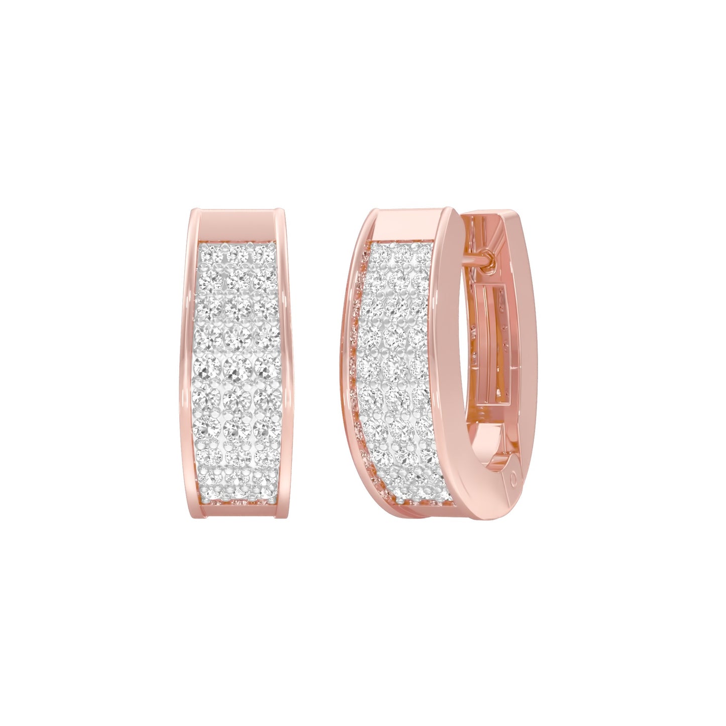 Shine Grid Diamond Bali Earrings 18 KT / Rose Gold