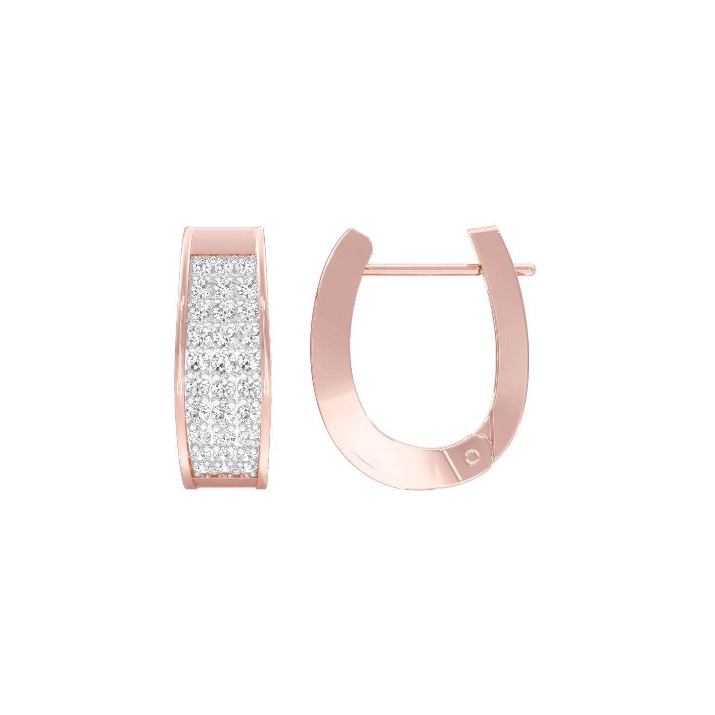 Shine Grid Diamond Bali Earrings 18 KT / Rose Gold