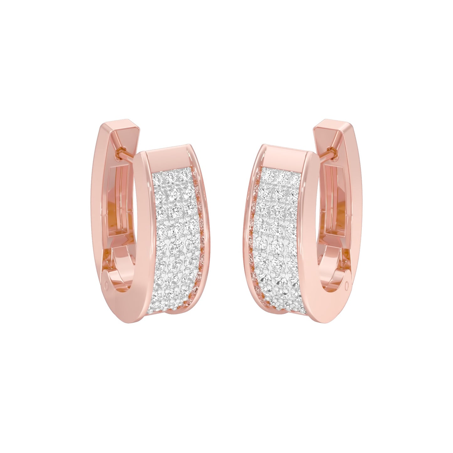 Shine Grid Diamond Bali Earrings 18 KT / Rose Gold