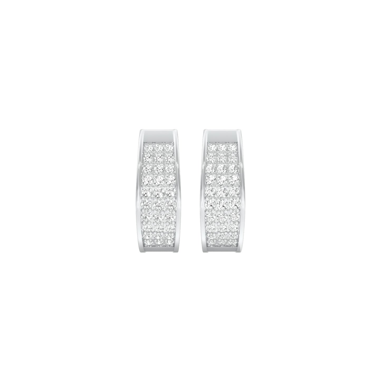 Shine Grid Diamond Bali Earrings 18 KT / White Gold