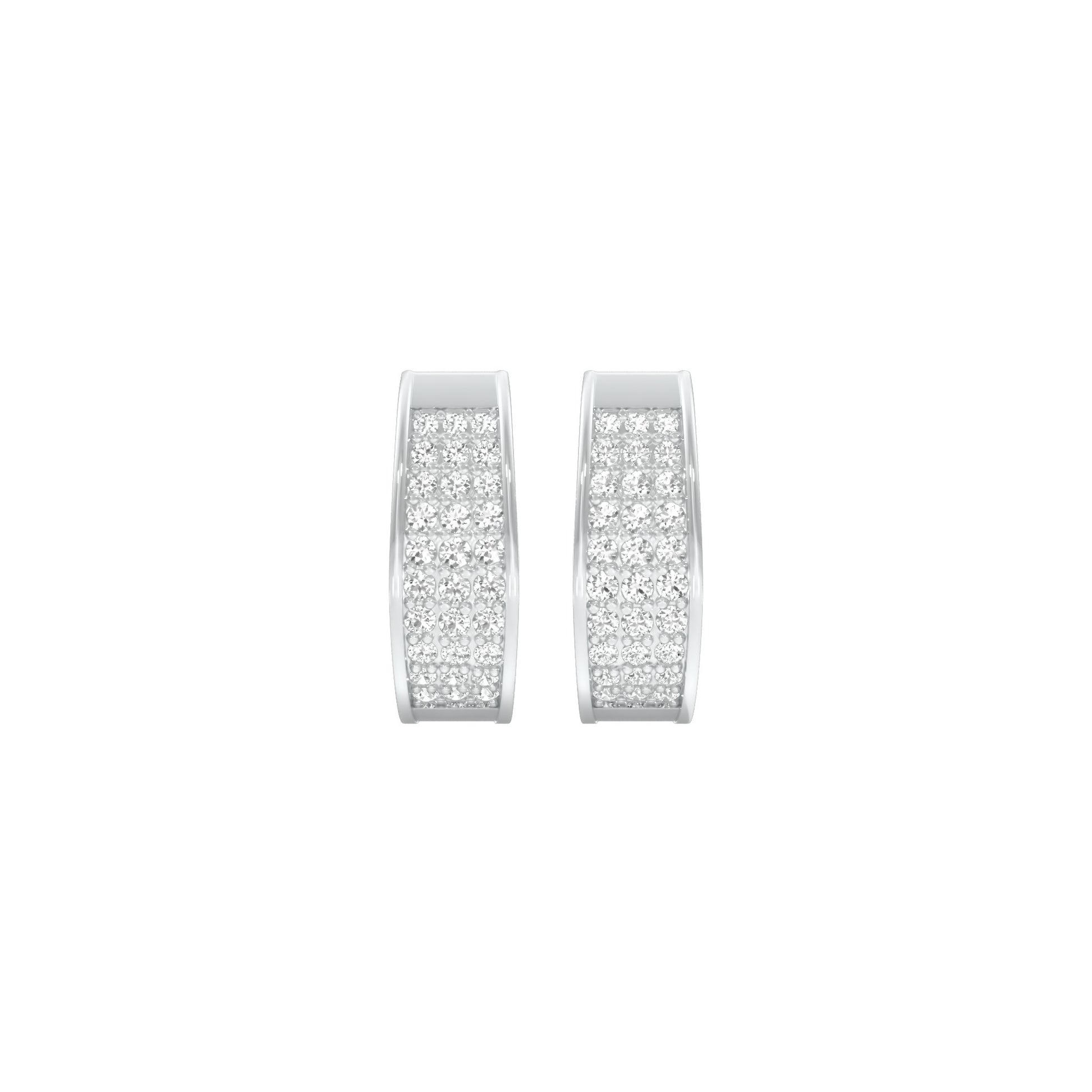 Shine Grid Diamond Bali Earrings 18 KT / White Gold