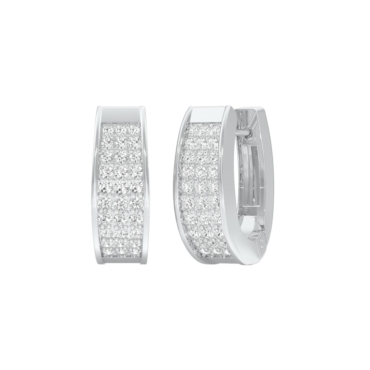 Shine Grid Diamond Bali Earrings 18 KT / White Gold