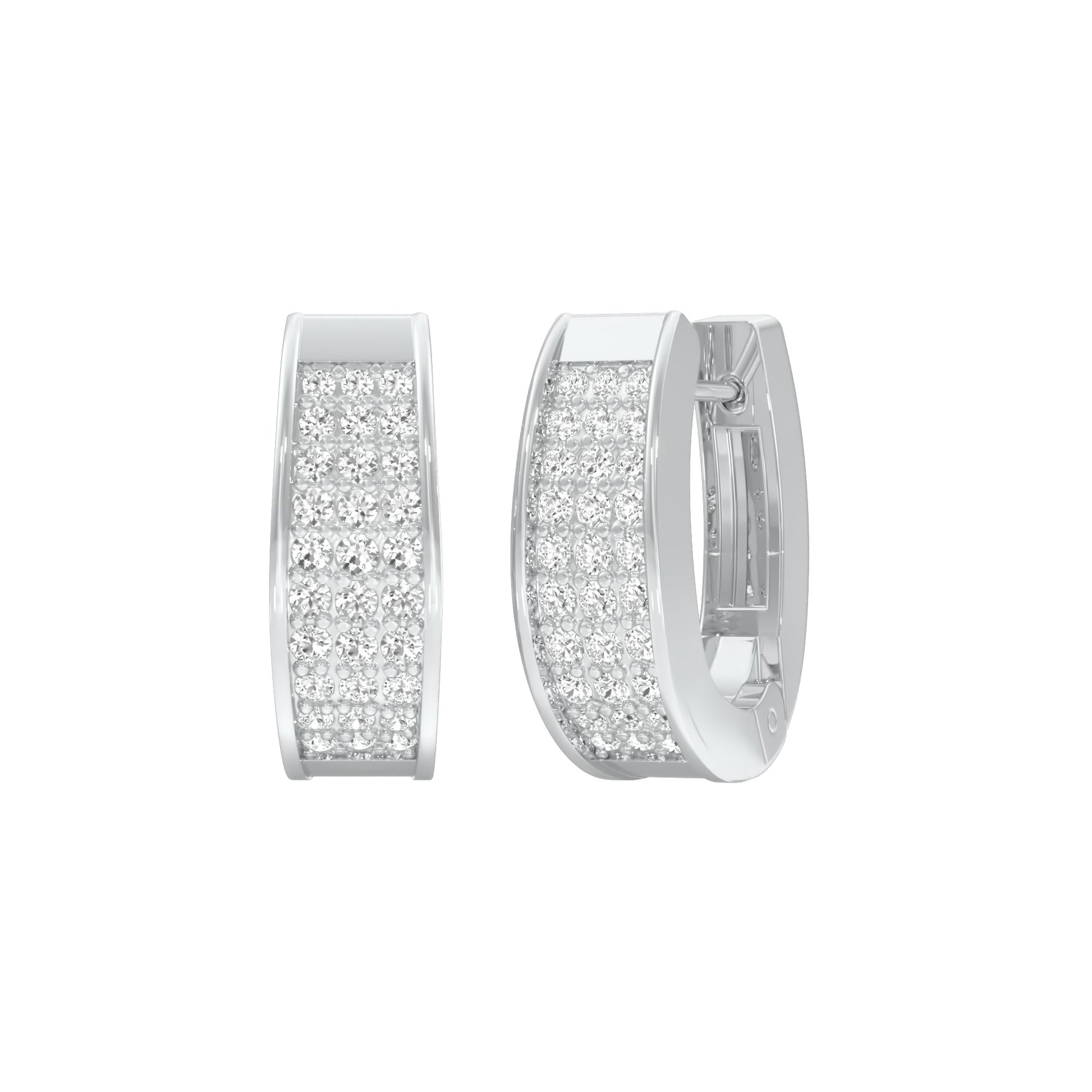Shine Grid Diamond Bali Earrings 18 KT / White Gold