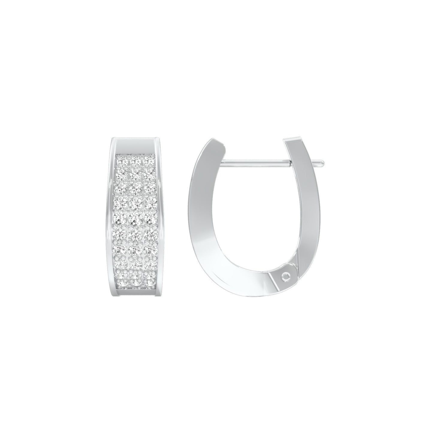 Shine Grid Diamond Bali Earrings 18 KT / White Gold