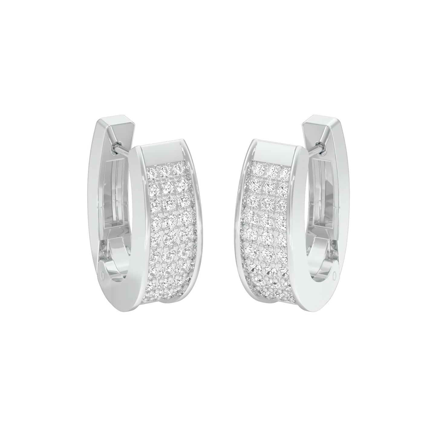 Shine Grid Diamond Bali Earrings 18 KT / White Gold