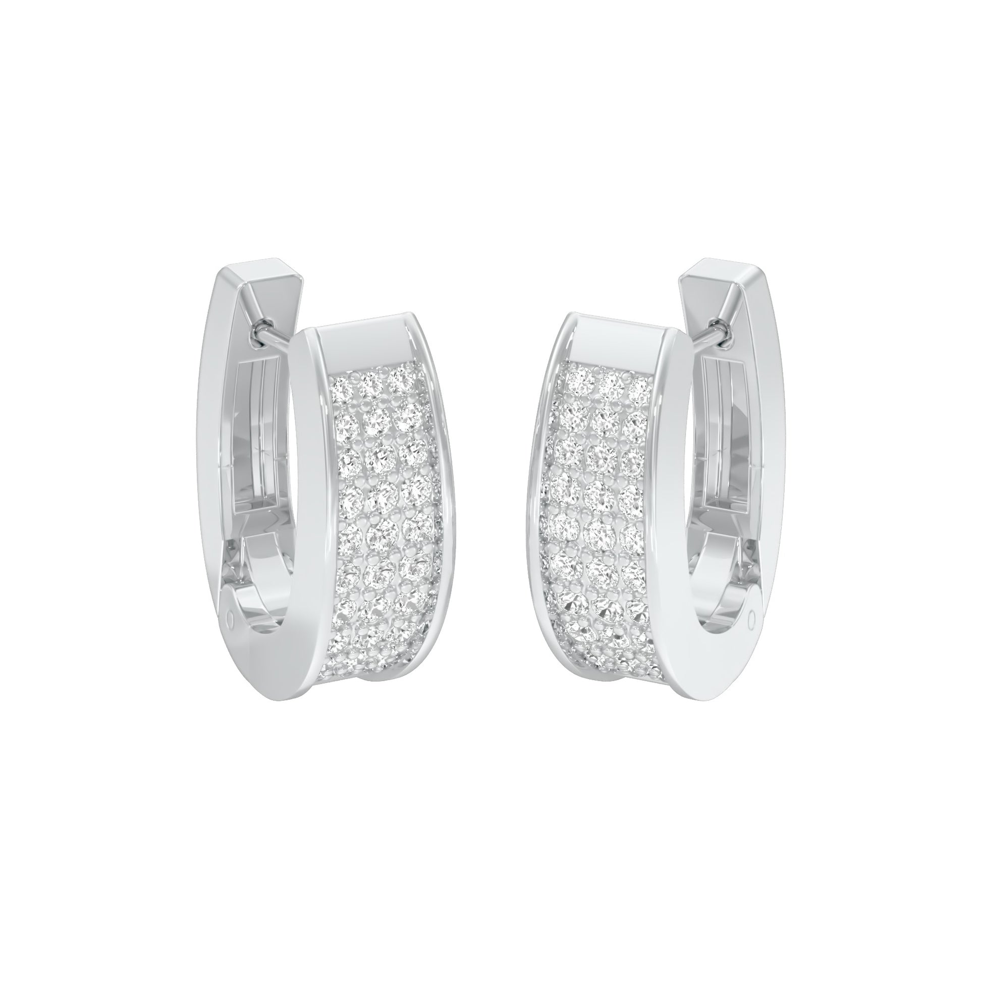 Shine Grid Diamond Bali Earrings 18 KT / White Gold