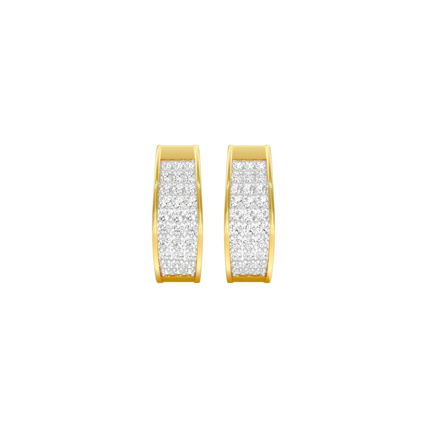 Shine Grid Diamond Bali Earrings 18 KT / Yellow Gold