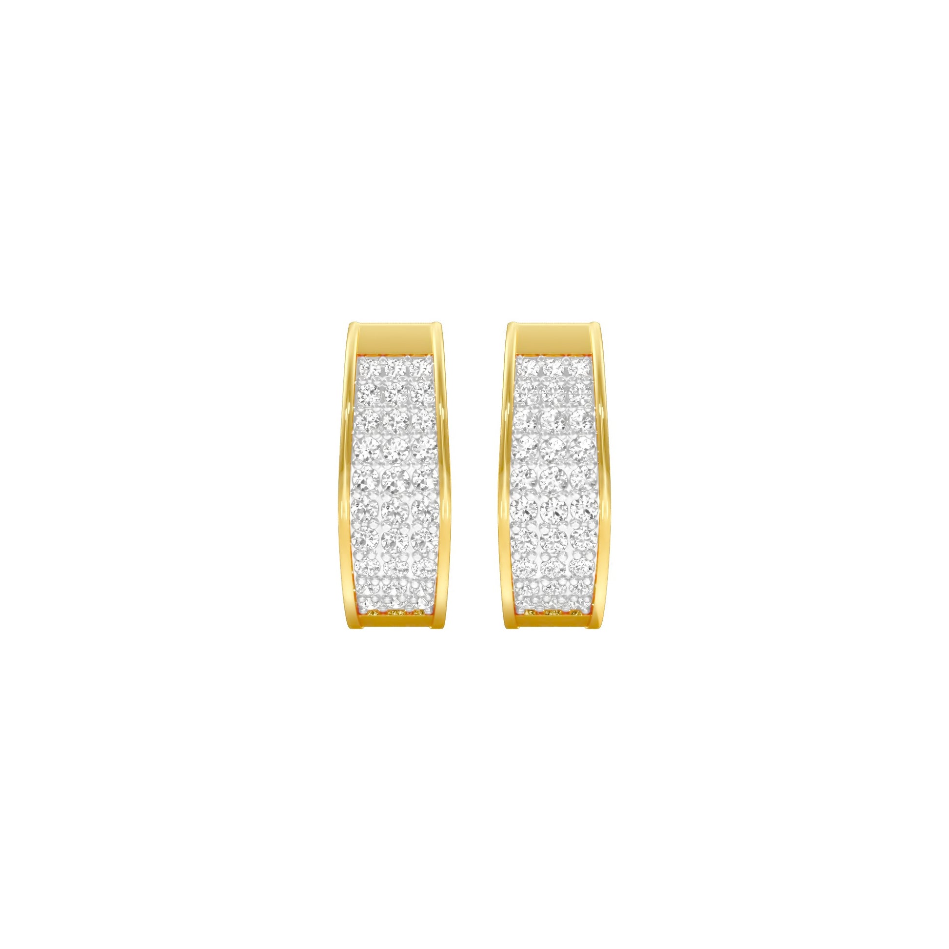 Shine Grid Diamond Bali Earrings 18 KT / Yellow Gold