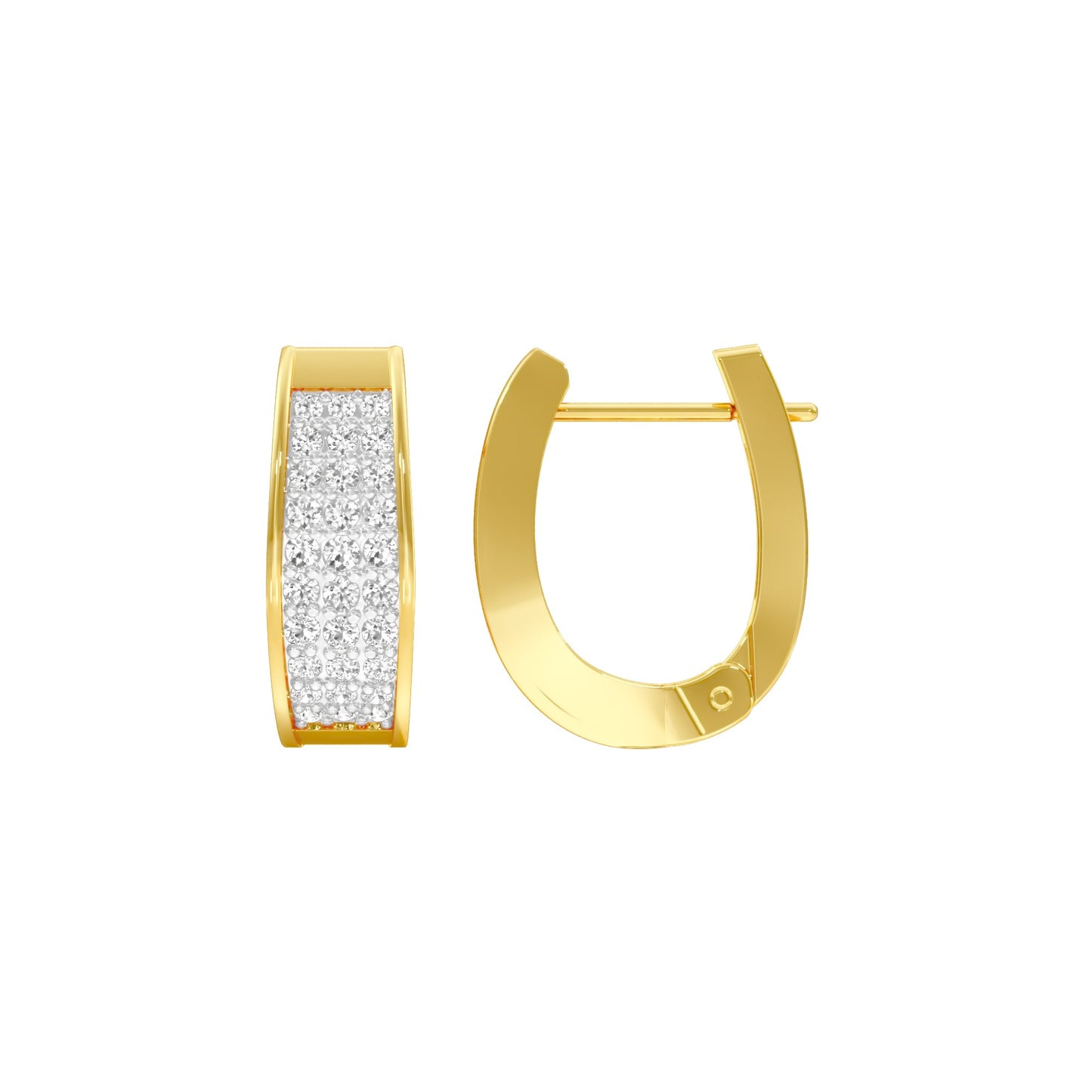 Shine Grid Diamond Bali Earrings 18 KT / Yellow Gold