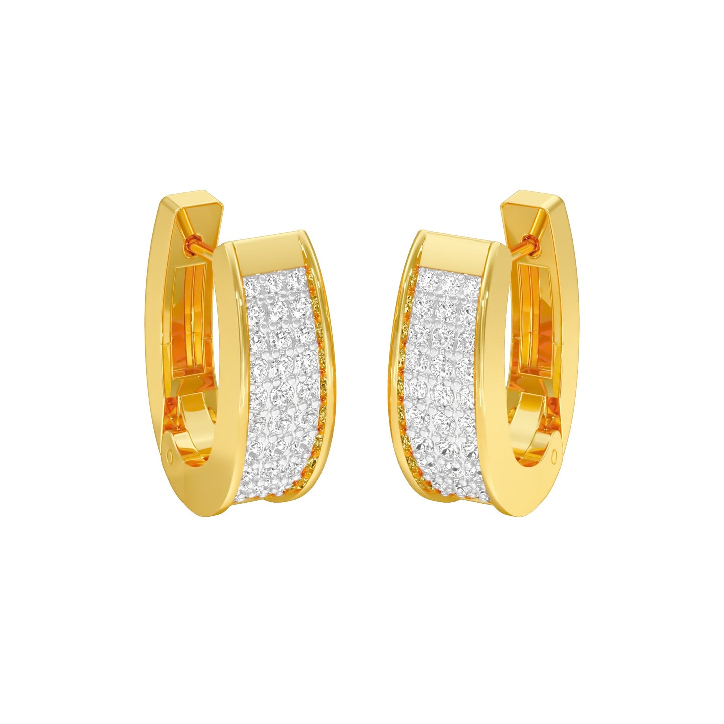 Shine Grid Diamond Bali Earrings 18 KT / Yellow Gold