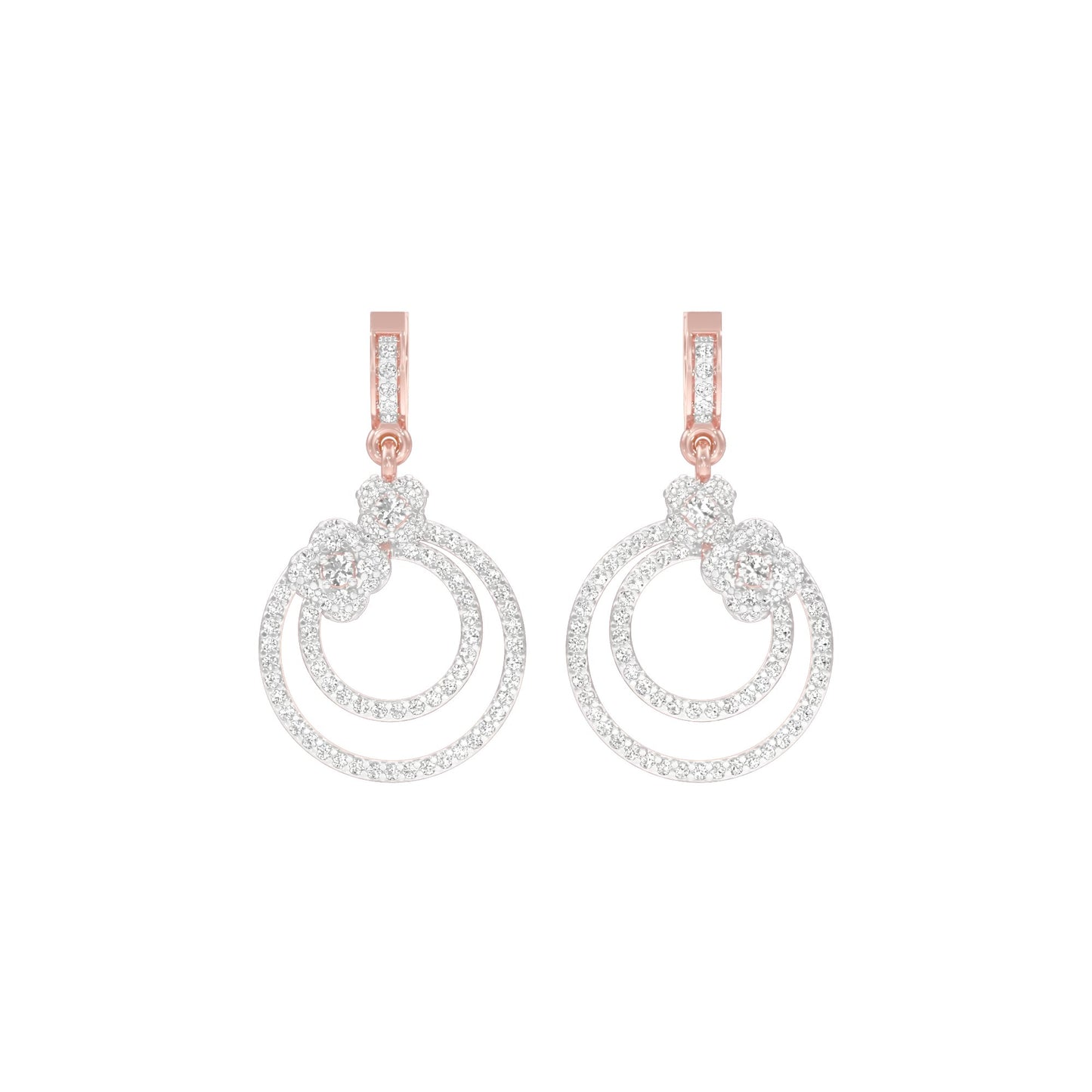Ripple Curve Diamond Drop Earrings 18 KT / Rose Gold
