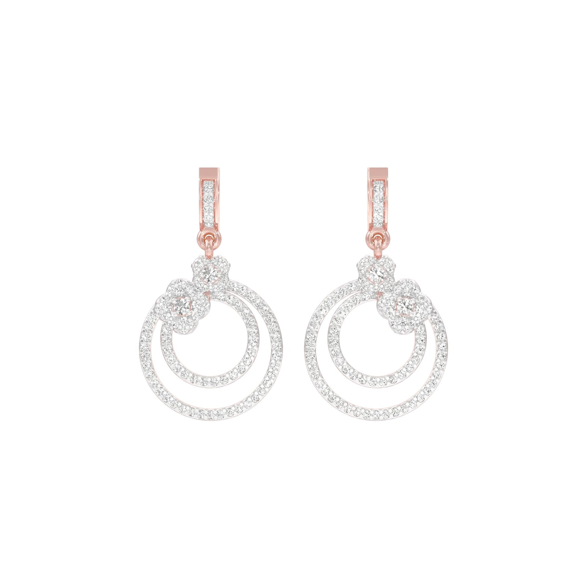 Ripple Curve Diamond Drop Earrings 18 KT / Rose Gold