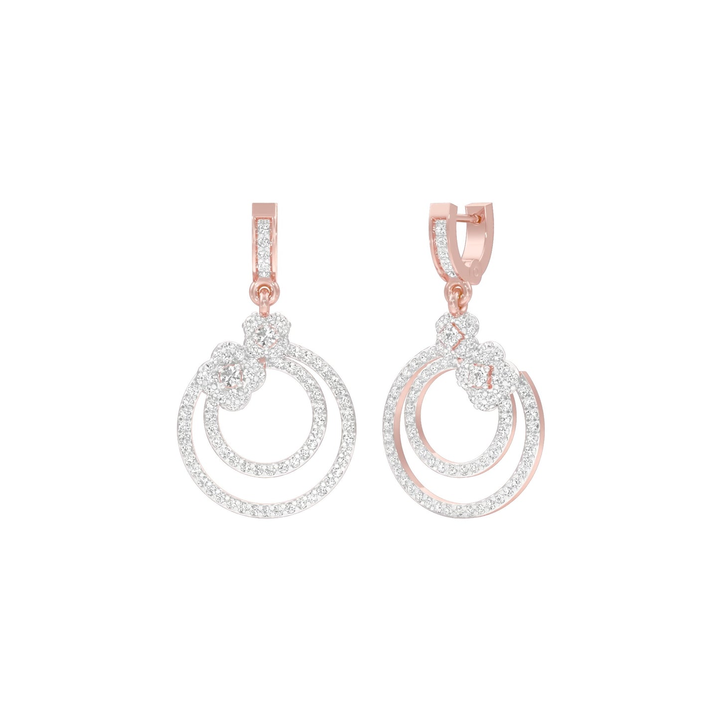 Ripple Curve Diamond Drop Earrings 18 KT / Rose Gold
