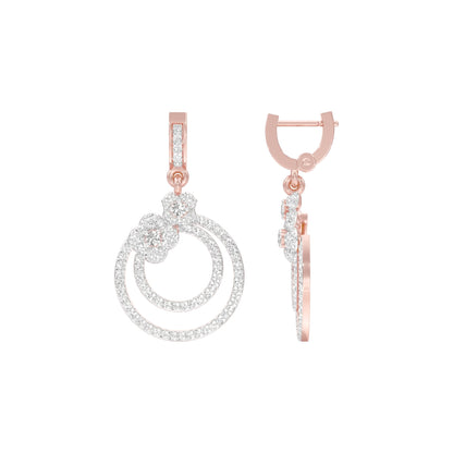Ripple Curve Diamond Drop Earrings 18 KT / Rose Gold