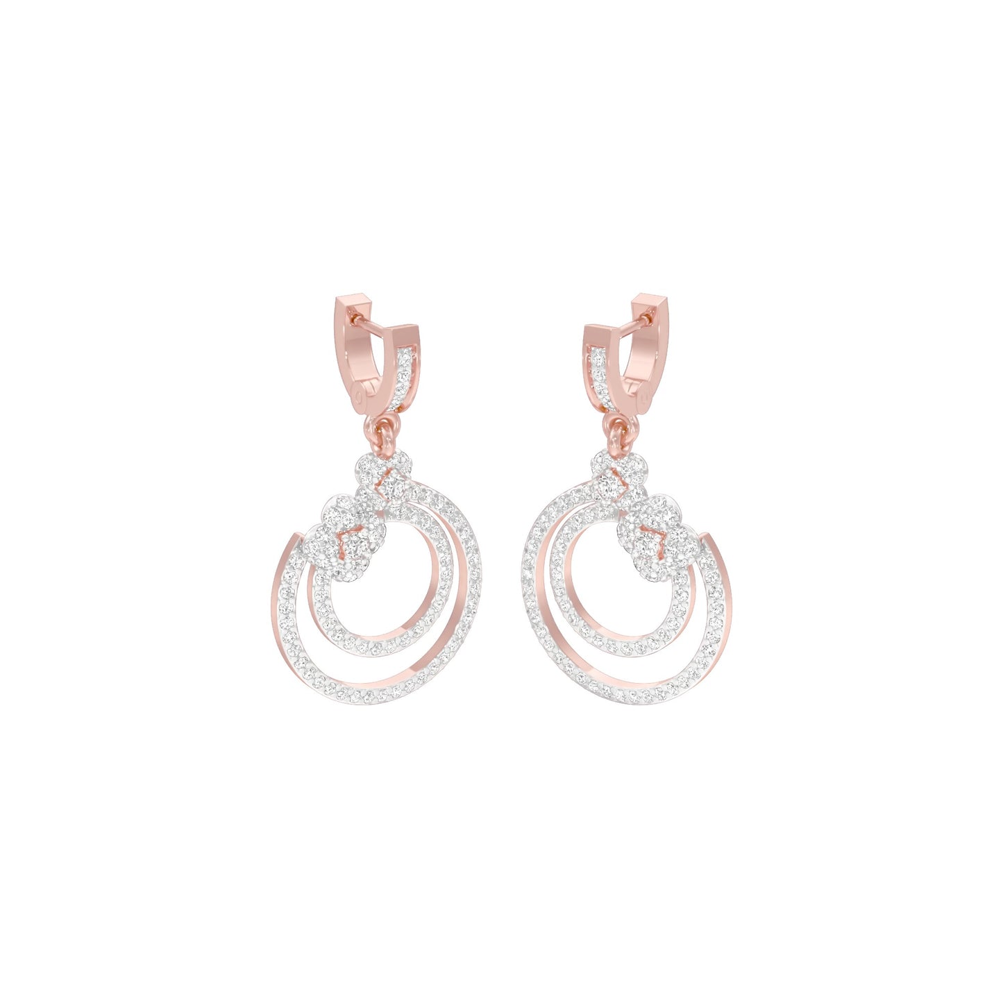 Ripple Curve Diamond Drop Earrings 18 KT / Rose Gold