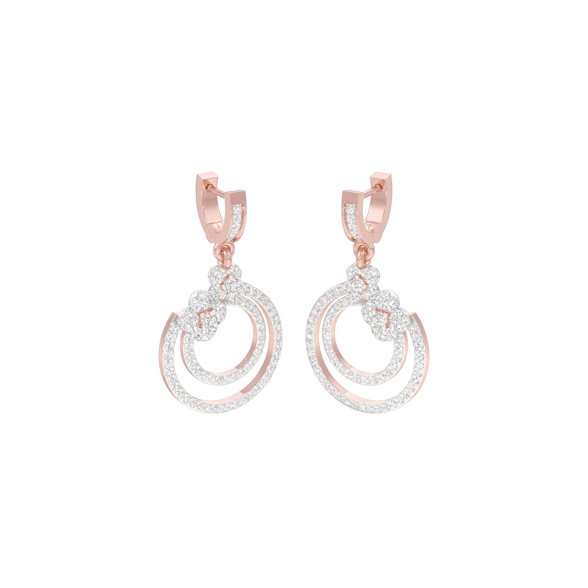 Ripple Curve Diamond Drop Earrings 18 KT / Rose Gold