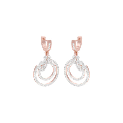 Ripple Curve Diamond Drop Earrings 18 KT / Rose Gold