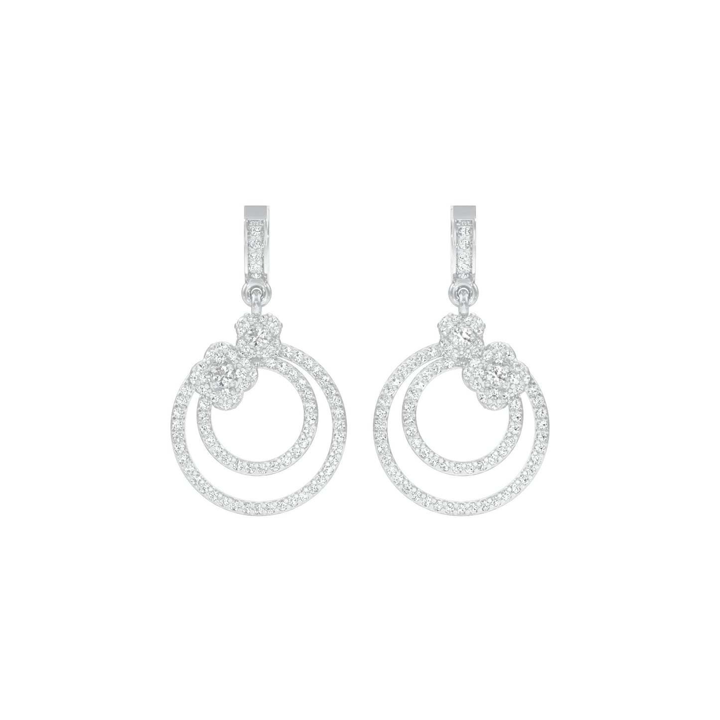 Ripple Curve Diamond Drop Earrings 18 KT / White Gold
