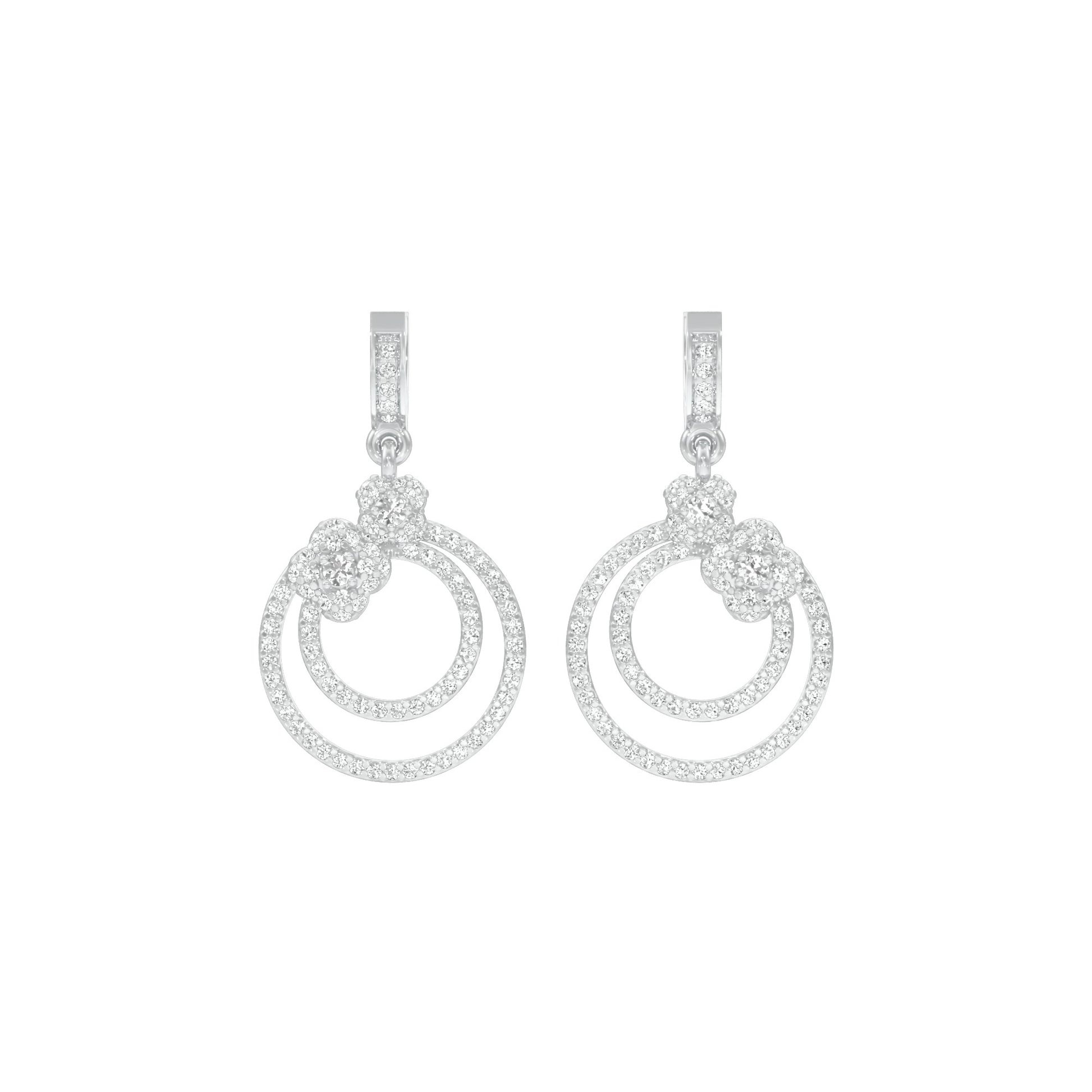 Ripple Curve Diamond Drop Earrings 18 KT / White Gold