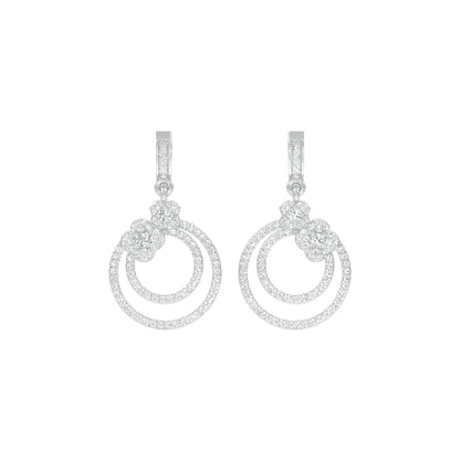 Ripple Curve Diamond Drop Earrings 18 KT / White Gold