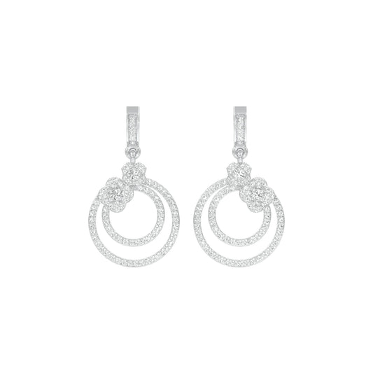 Ripple Curve Diamond Drop Earrings 18 KT / White Gold