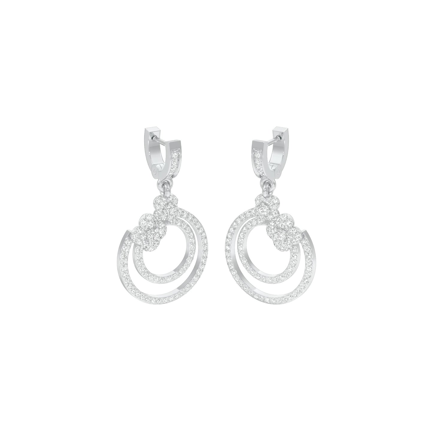 Ripple Curve Diamond Drop Earrings 18 KT / White Gold
