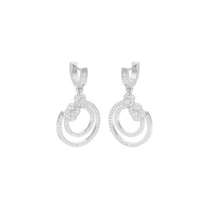 Ripple Curve Diamond Drop Earrings 18 KT / White Gold