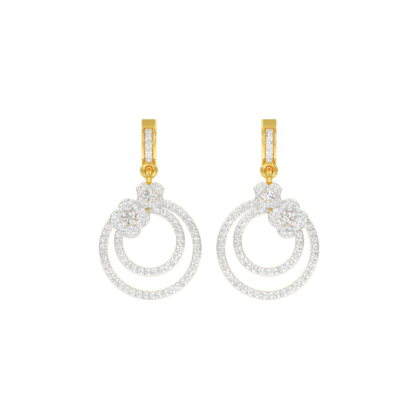 Ripple Curve Diamond Drop Earrings 18 KT / Yellow Gold