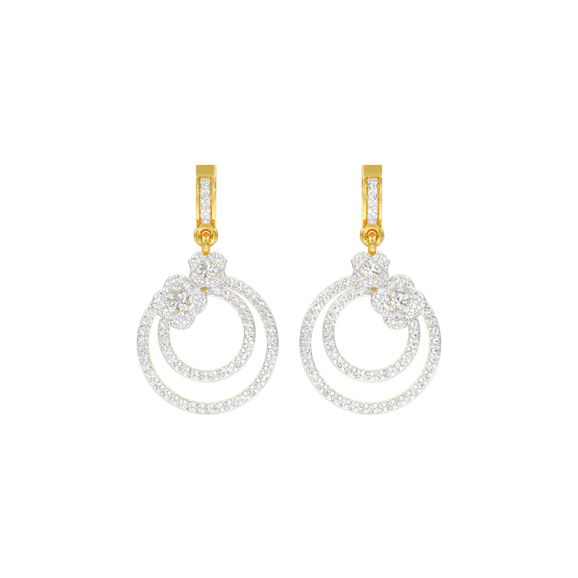 Ripple Curve Diamond Drop Earrings 18 KT / Yellow Gold