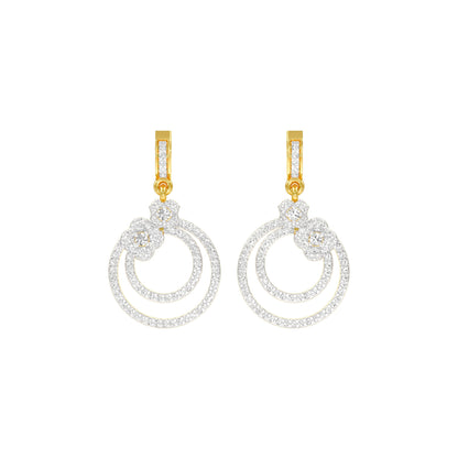 Ripple Curve Diamond Drop Earrings 18 KT / Yellow Gold