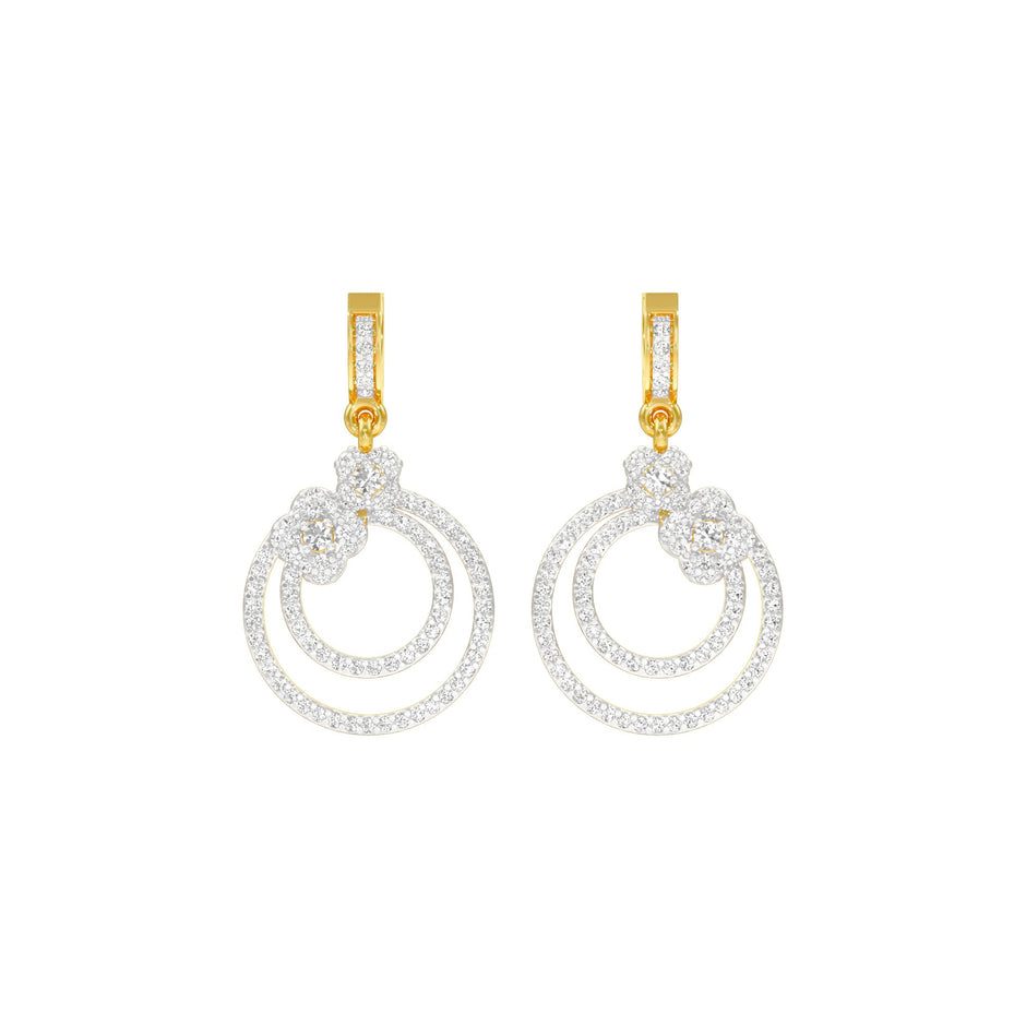 Ripple Curve Diamond Drop Earrings 18 KT / Yellow Gold
