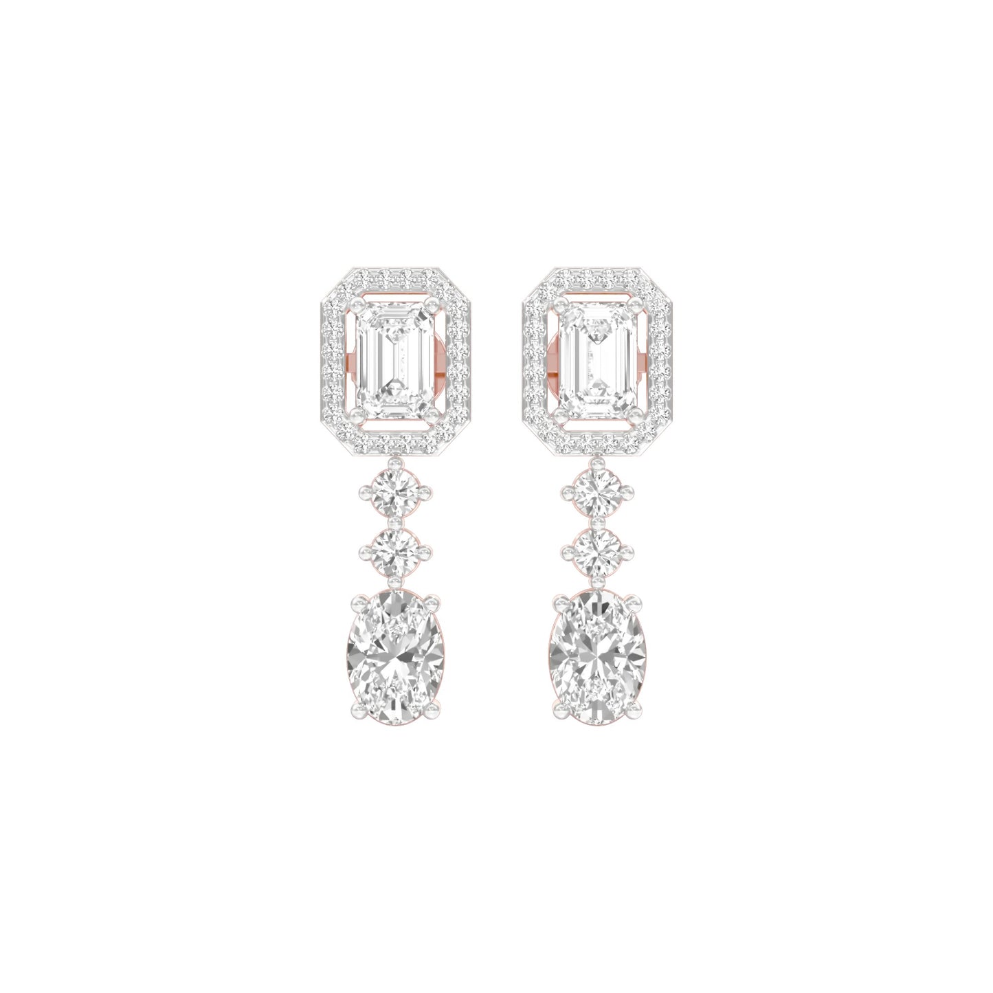 Glacier Block Diamond Drop Earrings 18 KT / Rose Gold