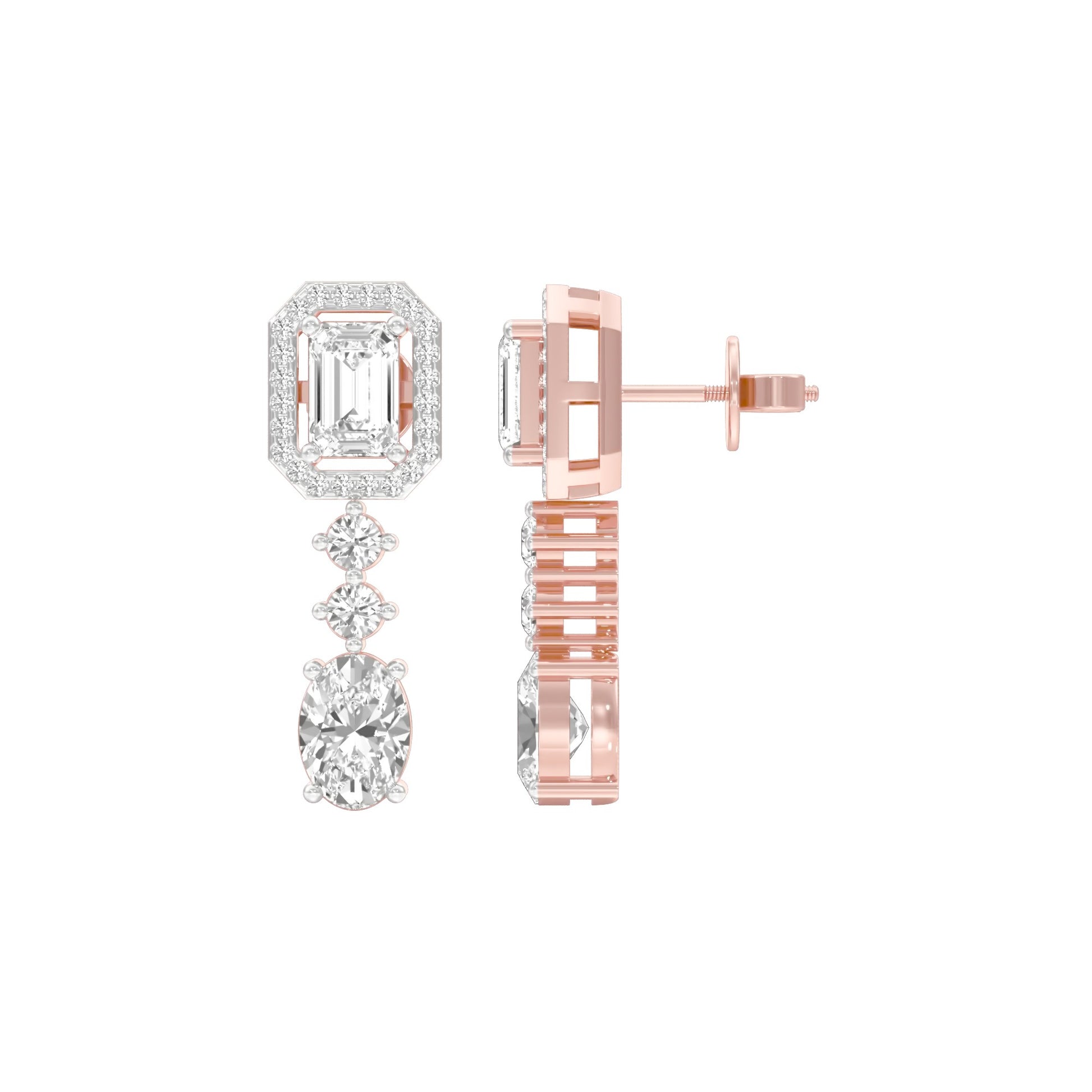 Glacier Block Diamond Drop Earrings 18 KT / Rose Gold
