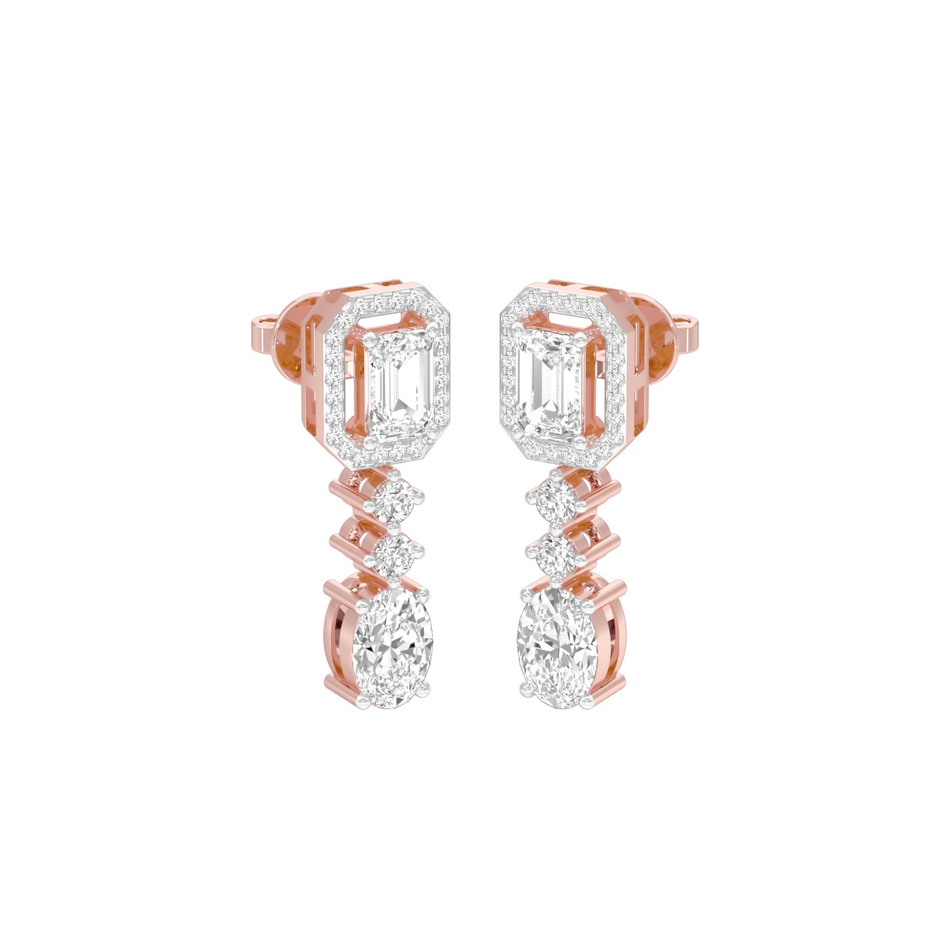 Glacier Block Diamond Drop Earrings 18 KT / Rose Gold